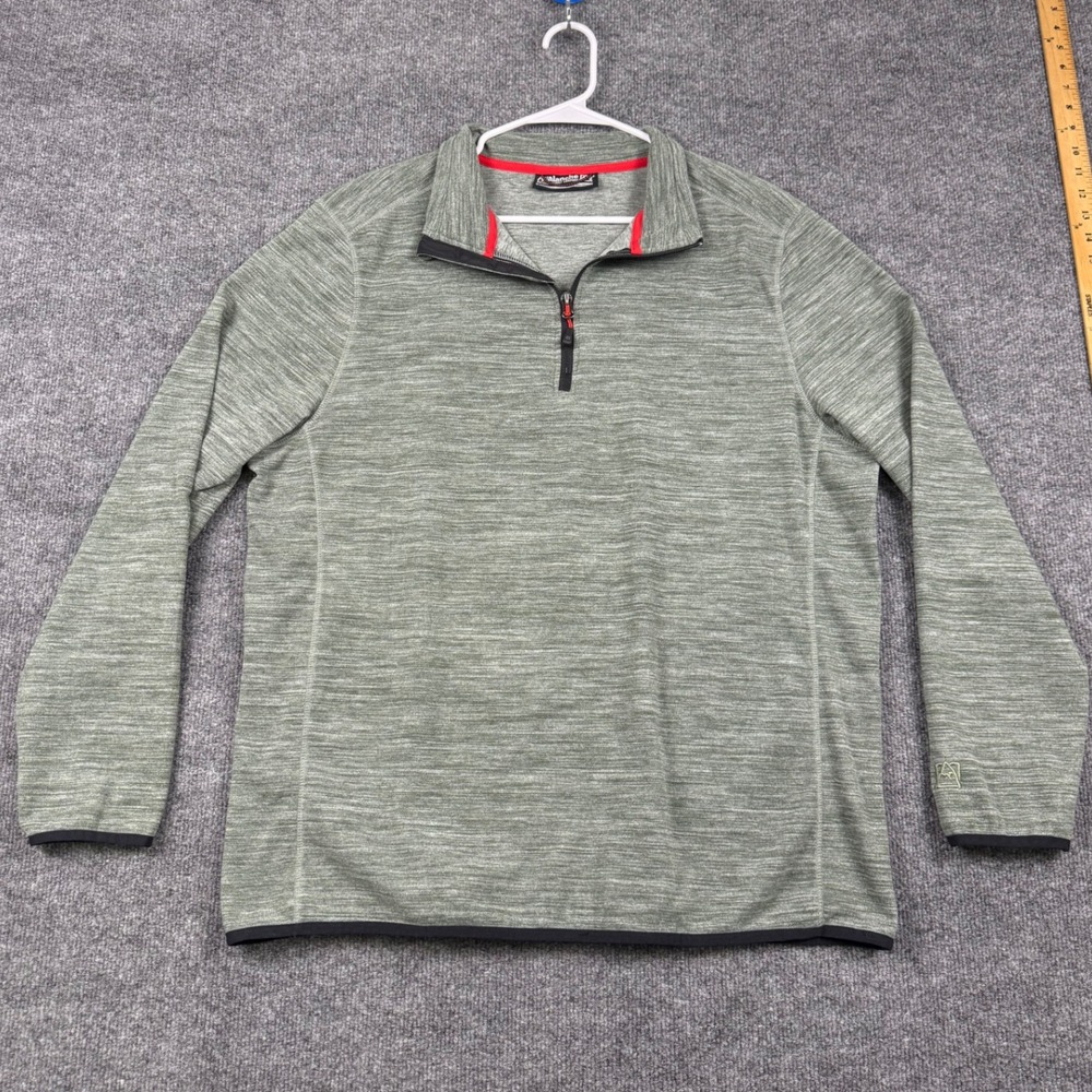 Avalanche Outdoor Supply Co Mens XL 1/4 Zip Pullover Heather Green Space Dye Top